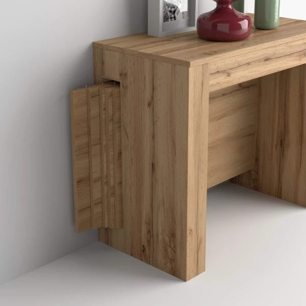 Table Console Extensible avec rallonges intégrées, Easy, 45(305)x 90 cm, Bois Rustique