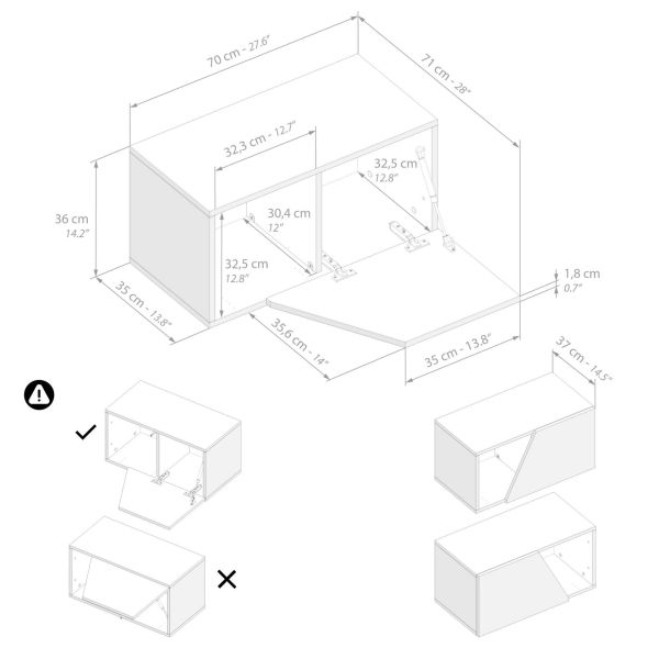 Parede de Tv Emma 2, cimento cinza, 150x44x139 cm imagem técnica 3
