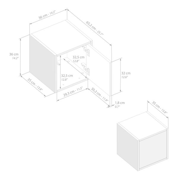 Iacopo woonkamer wandmeubel 3, eiken, 140x42x150 cm technische afbeelding 4