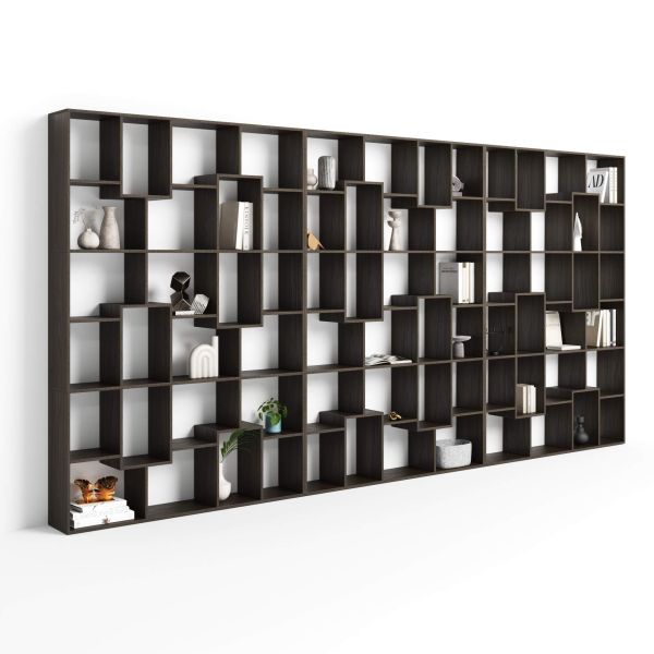 Bibliotecă de perete XXL Iacopo (236,4 x 482,4 cm), Nuc Închis