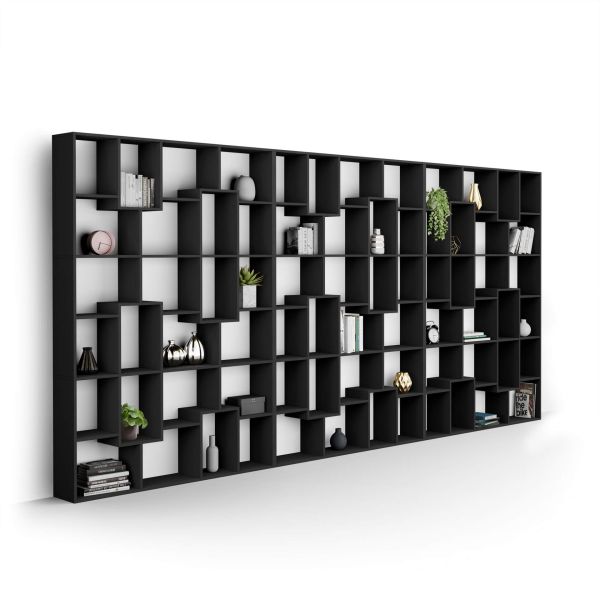 Bibliotecă de perete XXL Iacopo (482,4 x 236,4 cm), Negru Frasin