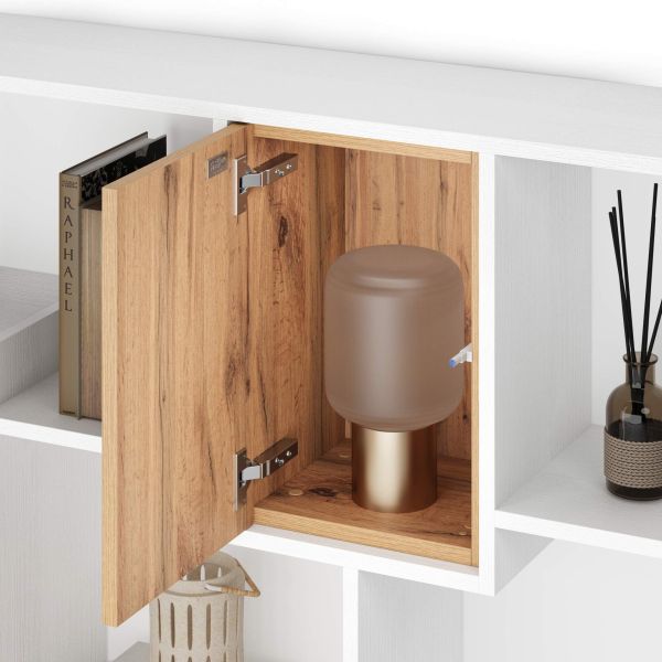Iacopo XXL Boekenkast Wit Essen met Rustiek Eiken Deuren (482,4 x 236,4 cm) detailafbeelding 1