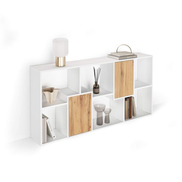 Iacopo XS Boekenkast Wit Essen met Rustiek Eiken Deuren (160,8 x 80 cm)