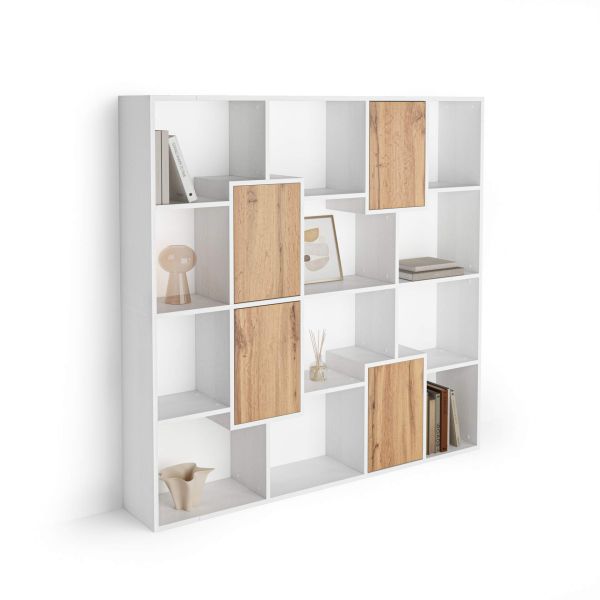 Iacopo S Boekenkast Wit Essen met Rustiek Eiken Deuren (160,8 x 158,2 cm)