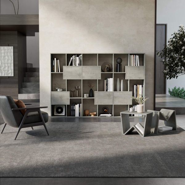 Boekenkast M Iacopo met deuren (160,8 x 236,4 cm), Cementgrijs set afbeelding 1
