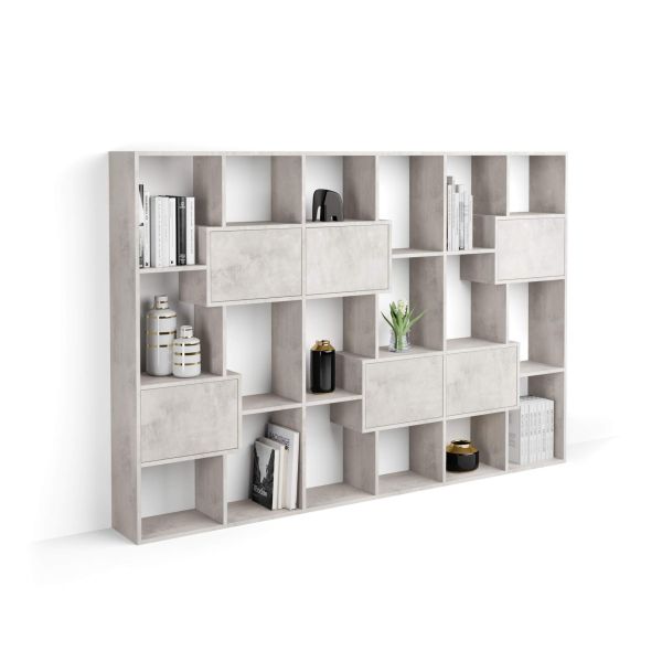 Boekenkast M Iacopo met deuren (160,8 x 236,4 cm), Cementgrijs