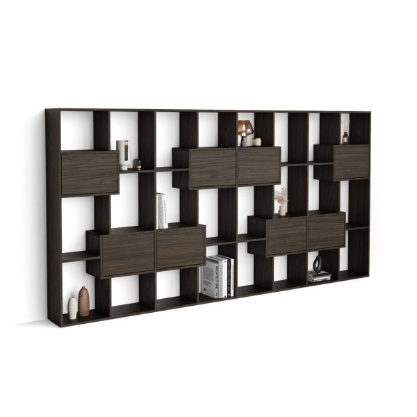 Bibliotecă L Iacopo cu uși (160,8 x 314,6 cm), Nuc Întunecat