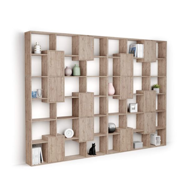 Bibliotecă de perete XL Iacopo cu uși (321,6 x 236,4 cm), Stejar