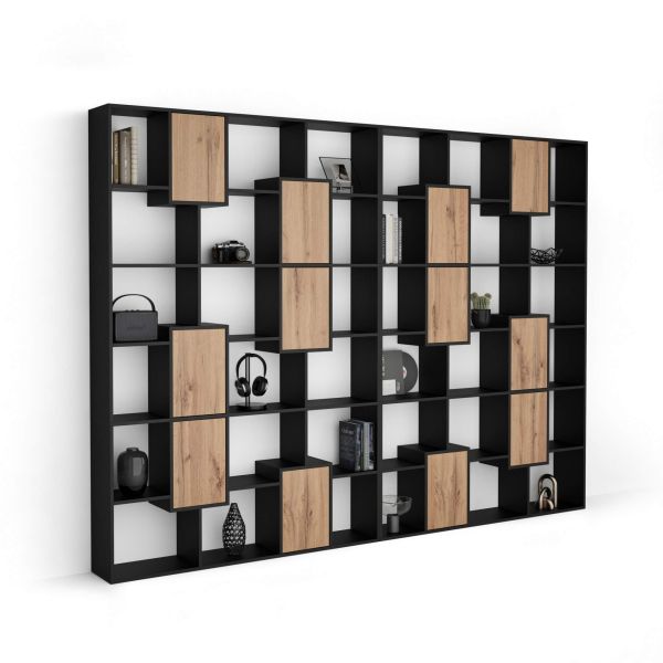 Estante XL Iacopo Freixo Preto com portas Carvalho Rústico (321,6 x 236,4 cm)