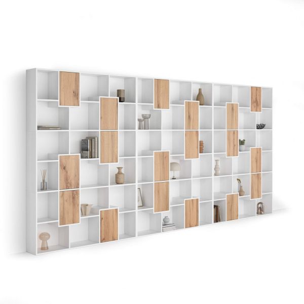 Iacopo XXL Boekenkast Wit Essen met Rustiek Eiken Deuren (482,4 x 236,4 cm)