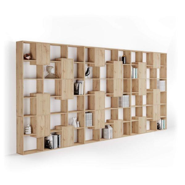 Bibliotecă de perete XXL Iacopo cu uși (236,4 x 482,4 cm), Stejar Rustic