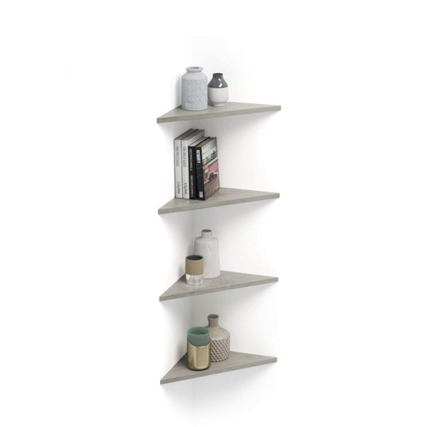 4er-Set Easz Eckregale, grauer Beton