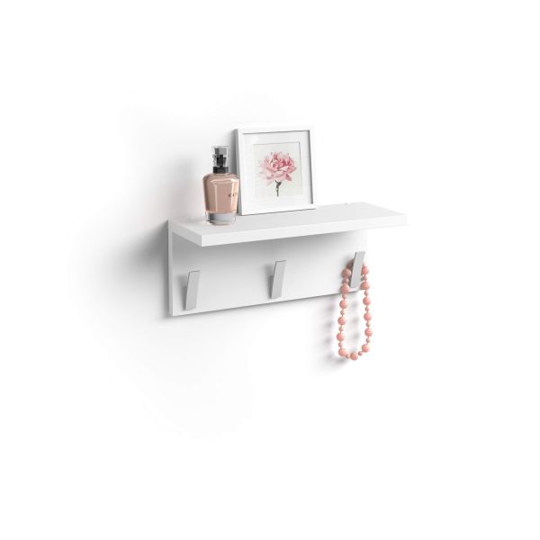 Cuier de perete, Rachele, de 40 cm, Alb Mat