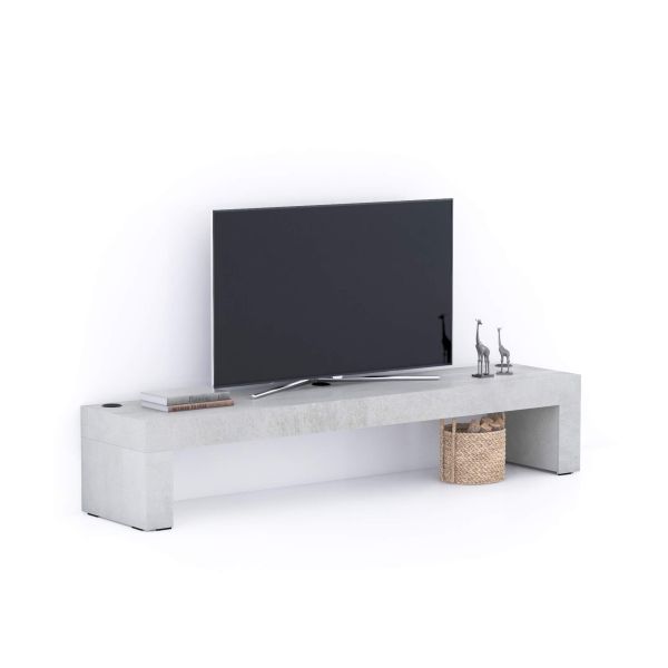 Móvel TV Evolution 180x40, Cimento Cinza com Carregador Wireless