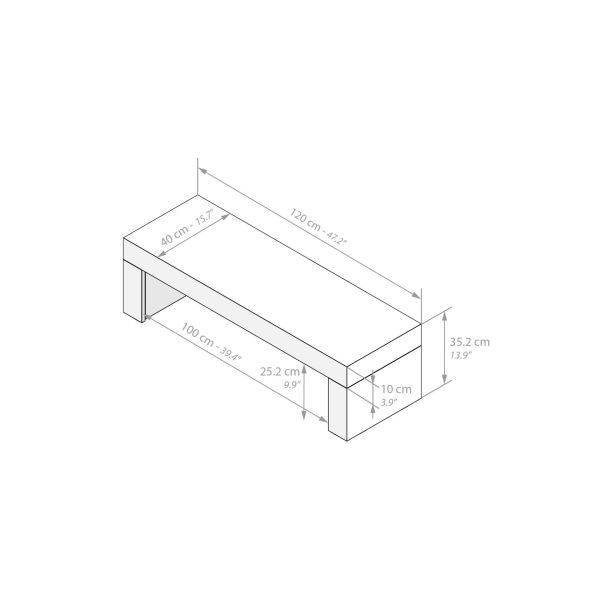 TV-Meubel Evolution 120x40, Rustiek Eiken technische afbeelding 1