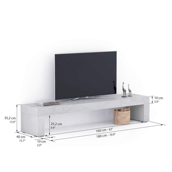 TV-Meubel Evolution 180x40, Cement Grijs technische afbeelding 1