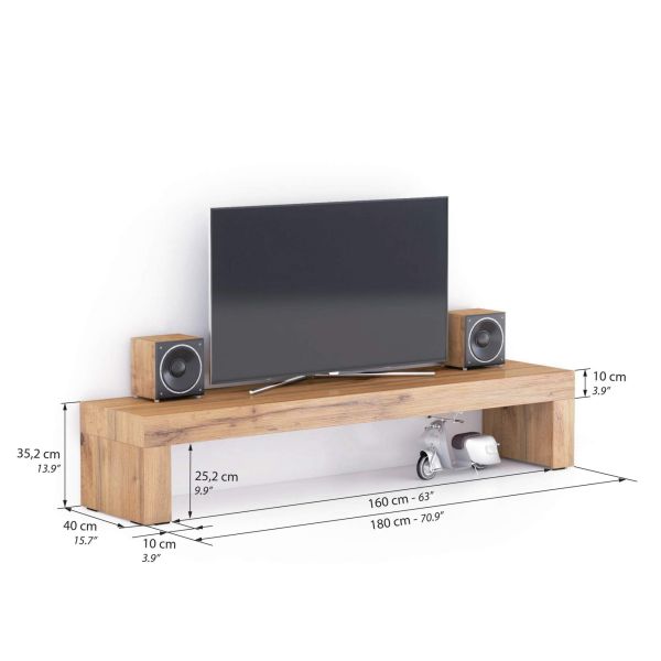 Evolution TV-Regal 180 x 40, rustikale Eiche Technisches Bild 1