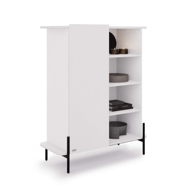 Aparador Alto Olivia com 1 Porta (97x40,3x120 cm), Freixo Branco imagem de pormenor 1