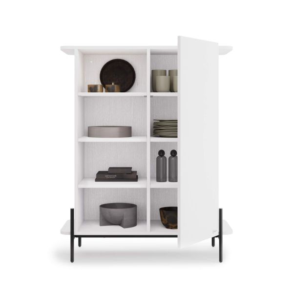 Aparador Alto Olivia com 1 Porta (97x40,3x120 cm), Freixo Branco imagem de pormenor 2