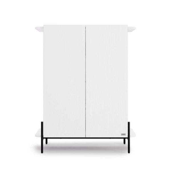 Aparador Alto Olivia com 2 Portas (97x40,3x120 cm), Freixo Branco