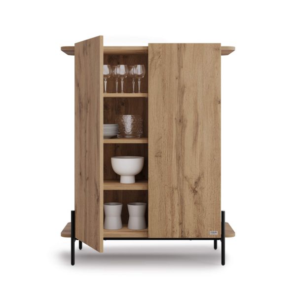 Hoge Olivia Dressoir met 2 Deuren (97x40,3x120 cm), Rustiek Eiken detailafbeelding 2
