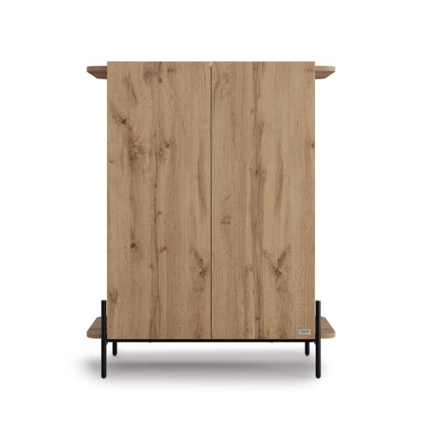 Hoge Olivia Dressoir met 2 Deuren (97x40,3x120 cm), Rustiek Eiken