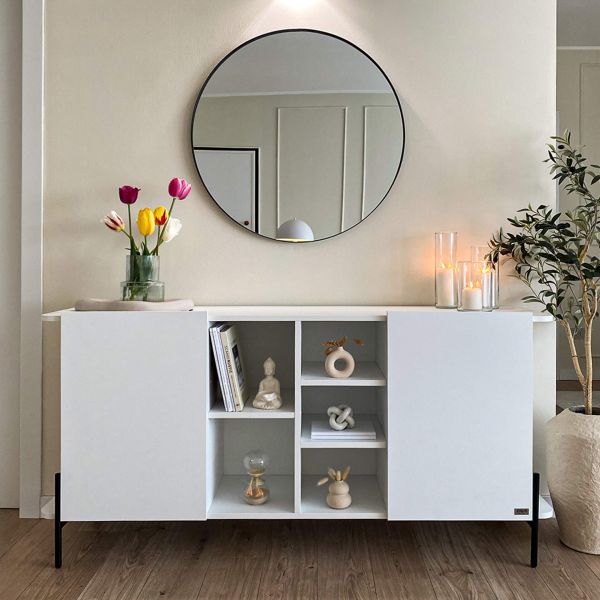 Aparador Olivia com 2 Portas (167x40,3x81,7 cm), Freixo Branco imagem do conjunto 1