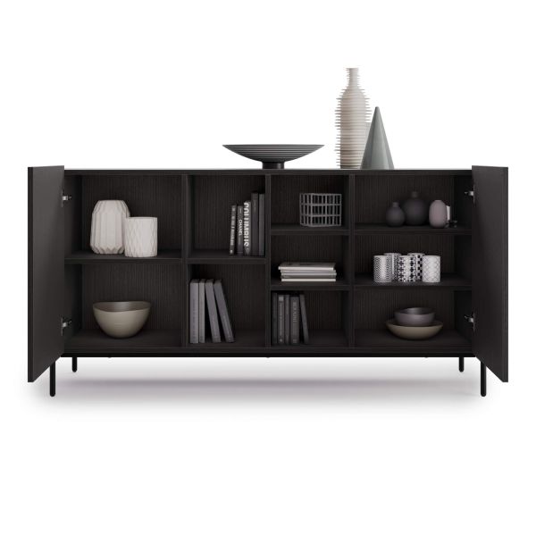 Olivia Sideboard mit 2 Türen (167x40,3x81,7 cm), Esche, Schwarz Detailbild 1