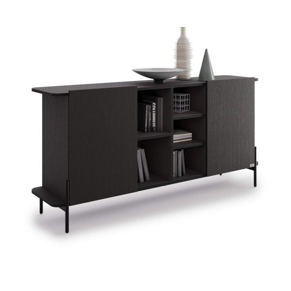 Olivia Sideboard mit 2 Türen (167x40,3x81,7 cm), Esche, Schwarz Detailbild 2