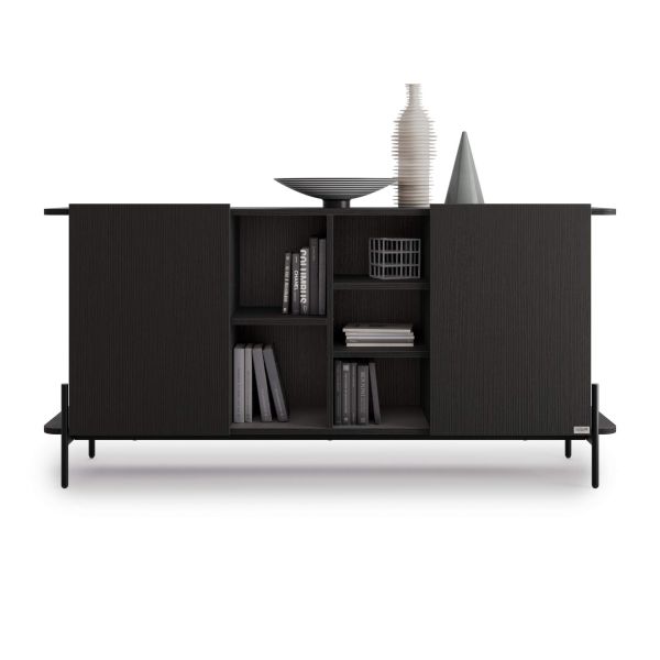 Olivia Sideboard mit 2 Türen (167x40,3x81,7 cm), Esche, Schwarz