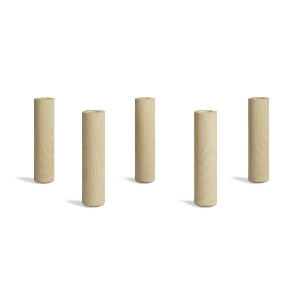 Conjunto de 5 pés de faia maciça para estrado de cama, altura 21,5 cm