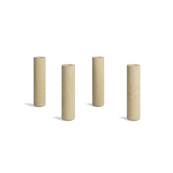 Conjunto de 4 pés de faia maciça para estrado de cama, altura 21,5 cm