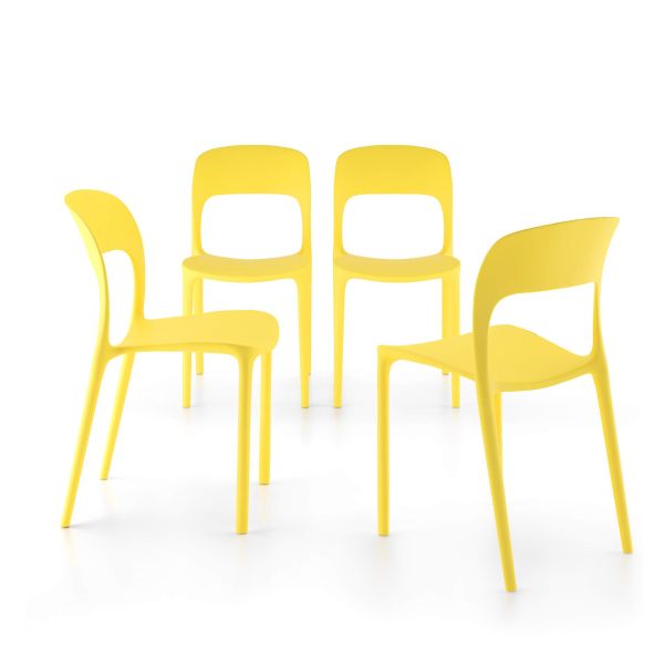 Amanda stoelen, set van 4, Geel