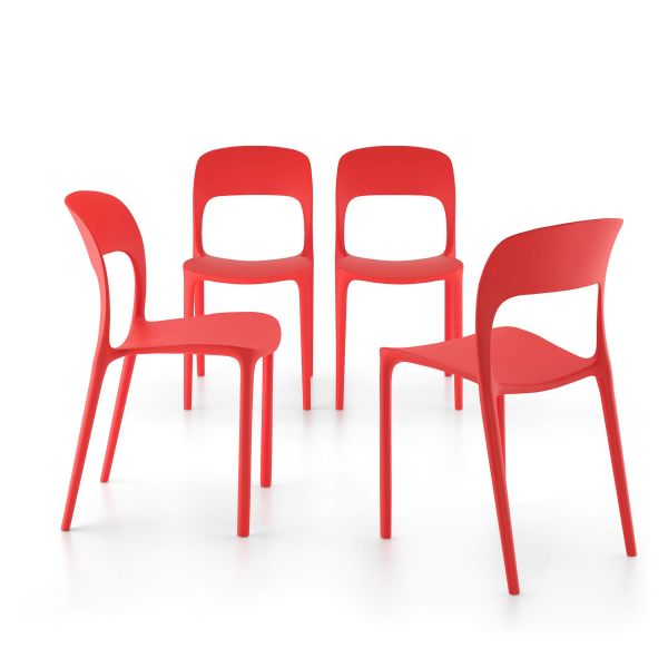 Amanda stoelen, set van 4, Rood