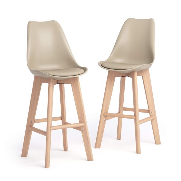 Conjunto de 2 banquinhos altos Greta, cor Bege