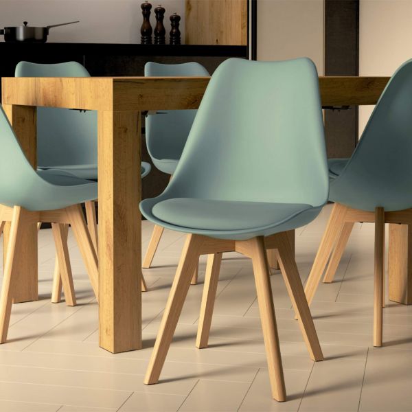 Cadeiras estilo nórdico Greta, Conjunto de 4, Verde sálvia imagem do conjunto 1