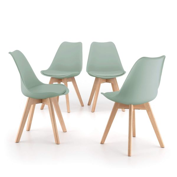 Cadeiras estilo nórdico Greta, Conjunto de 4, Verde sálvia