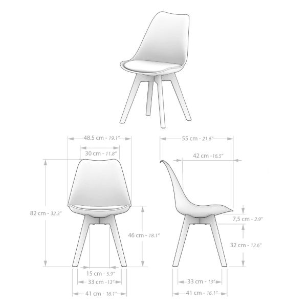 Cadeiras estilo nórdico Greta, Conjunto de 4, Verde sálvia imagem técnica 1