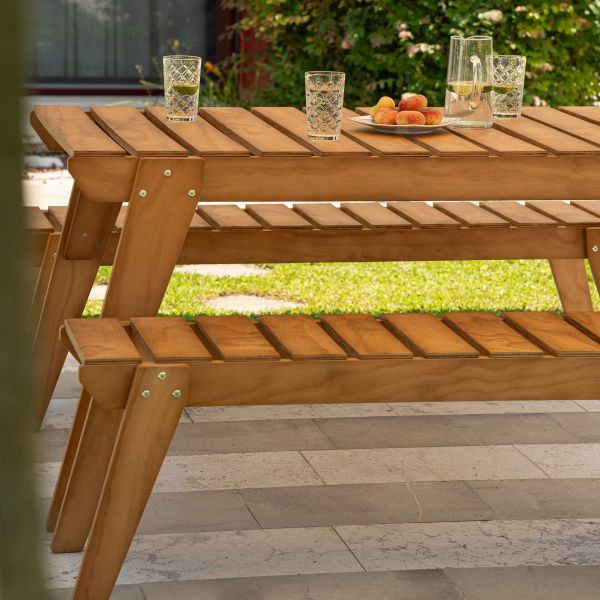 Gartentisch aus Holz 160x80 cm, Elena, Teak Farbe Detailbild 5