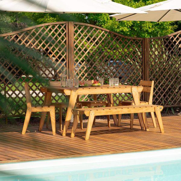 Gartentisch aus Holz 160x80 cm, Elena, Teak Farbe Detailbild 2