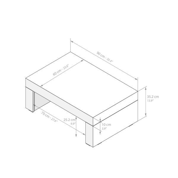 Salontafel Evolution 90x60, Cement Grijs technische afbeelding 1