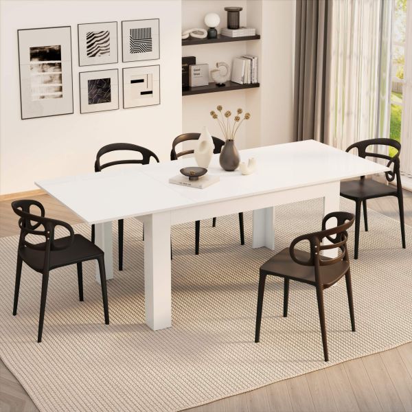 Easy, Extendable dining table, 140(220)x90 cm, High Gloss White
