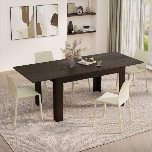 Masă extensibilă Bucătărie, Easy, 140(220)x90 cm, Nuc Închis