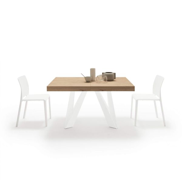 Romina Uitschuifbare Tafel 140(220)x90 cm, Naturel Eiken met Witte Poten detailafbeelding 2