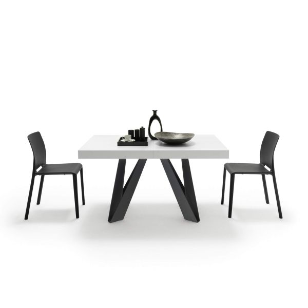 Mesa Extensível Romina 140(220)x90 cm, Freixo Branco Com Pernas de Ferro Pretas imagem de pormenor 2