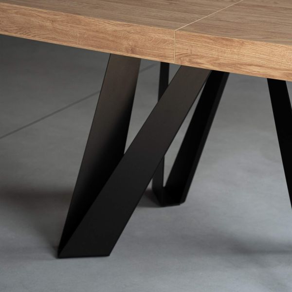 Romina Uitschuifbare Tafel 160(240)x90 cm, Naturel Eiken met Zwarte Poten detailafbeelding 9