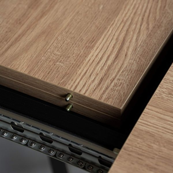 Romina Uitschuifbare Tafel 160(240)x90 cm, Naturel Eiken met Zwarte Poten detailafbeelding 8