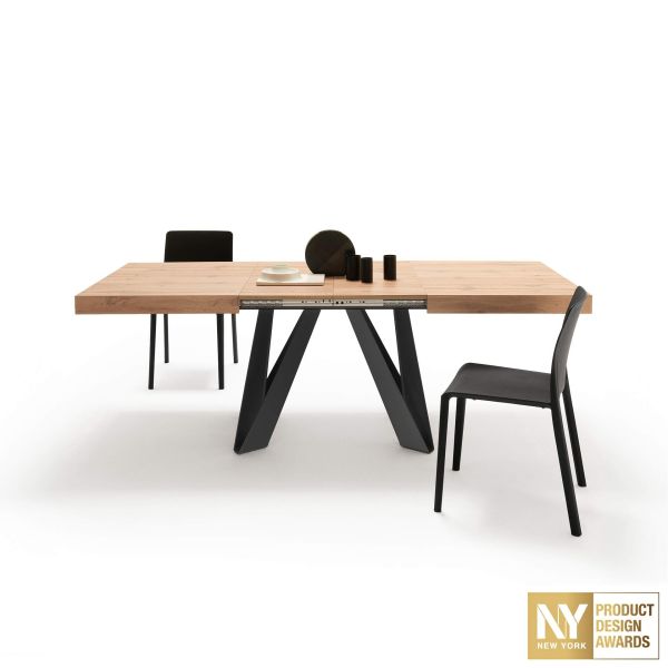 Masă Extensibilă Romina 140(220)x90 cm, Stejar Rustic cu Picioare din Fier Negre