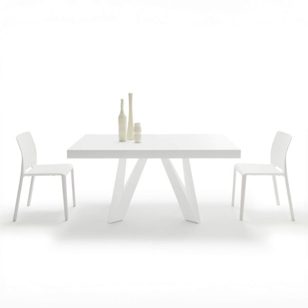 Mesa Extensível Romina 160(240)x90 cm, Freixo Branco Com Pernas de Ferro Brancas imagem de pormenor 3