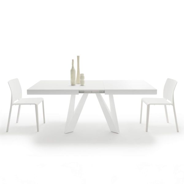 Mesa Extensível Romina 160(240)x90 cm, Freixo Branco Com Pernas de Ferro Brancas imagem de pormenor 4